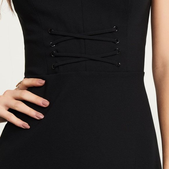 DYNAMITE Black Lace Up Fit-And-Flare Dress BNWT! - Picture 3 of 5